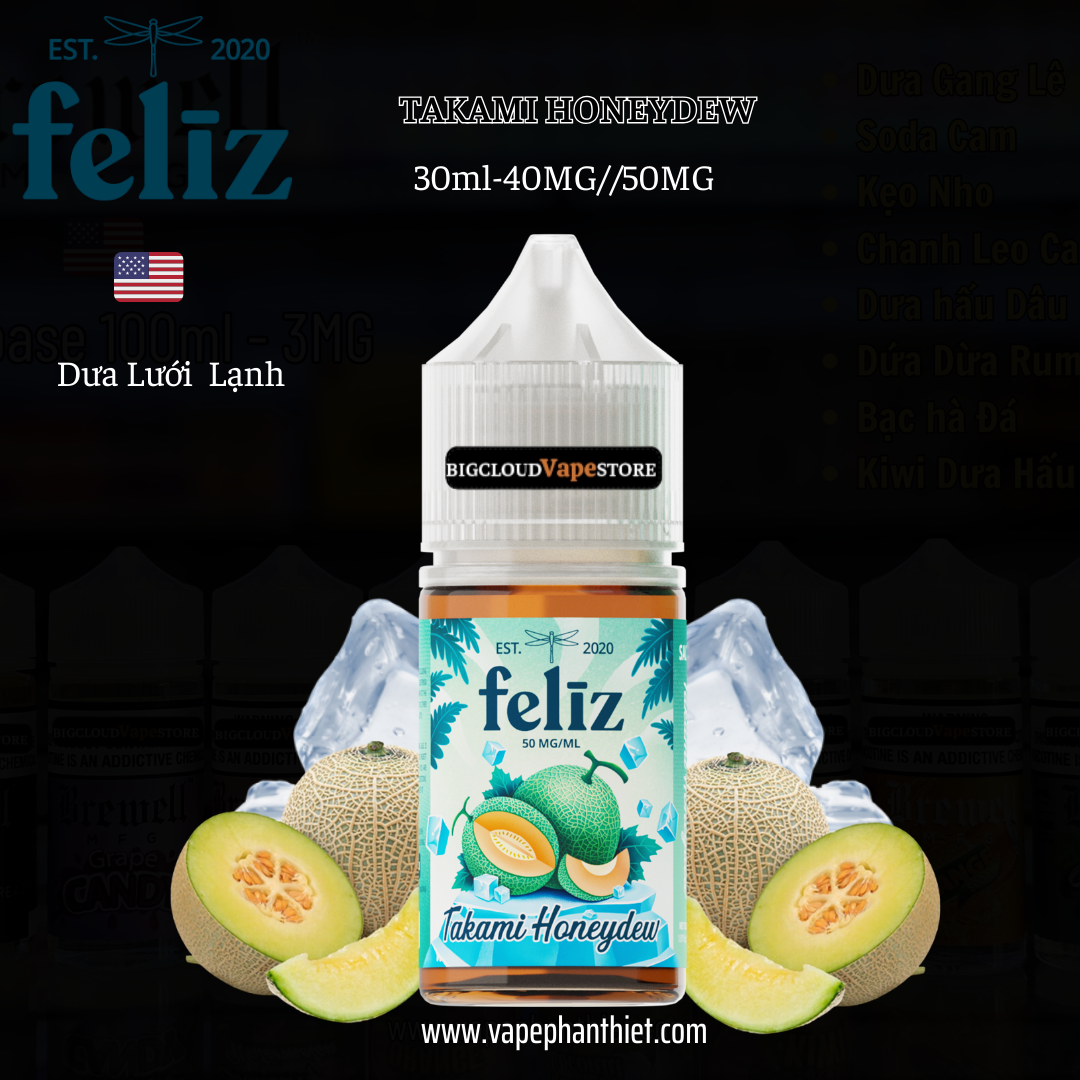 Feliz Salt 30ml 40MG//50MG Dưa Lưới Lạnh